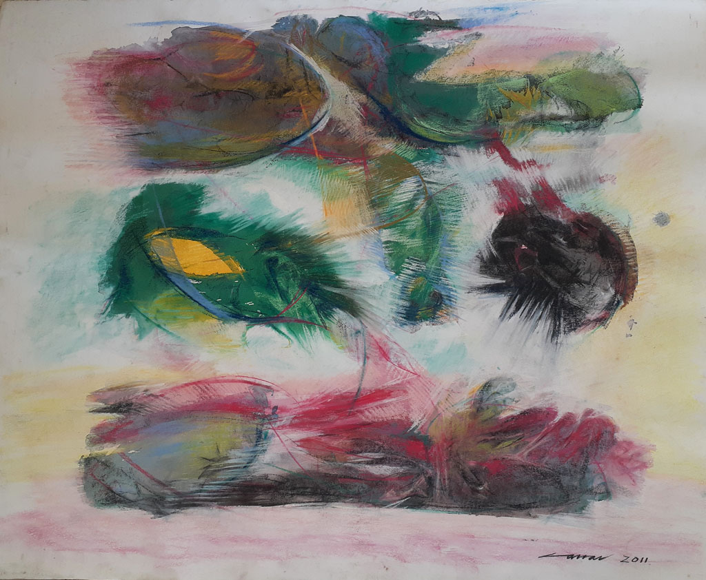 Abstract, Ink and Chalk Pastels,  50 x 76cm Signed, 2011