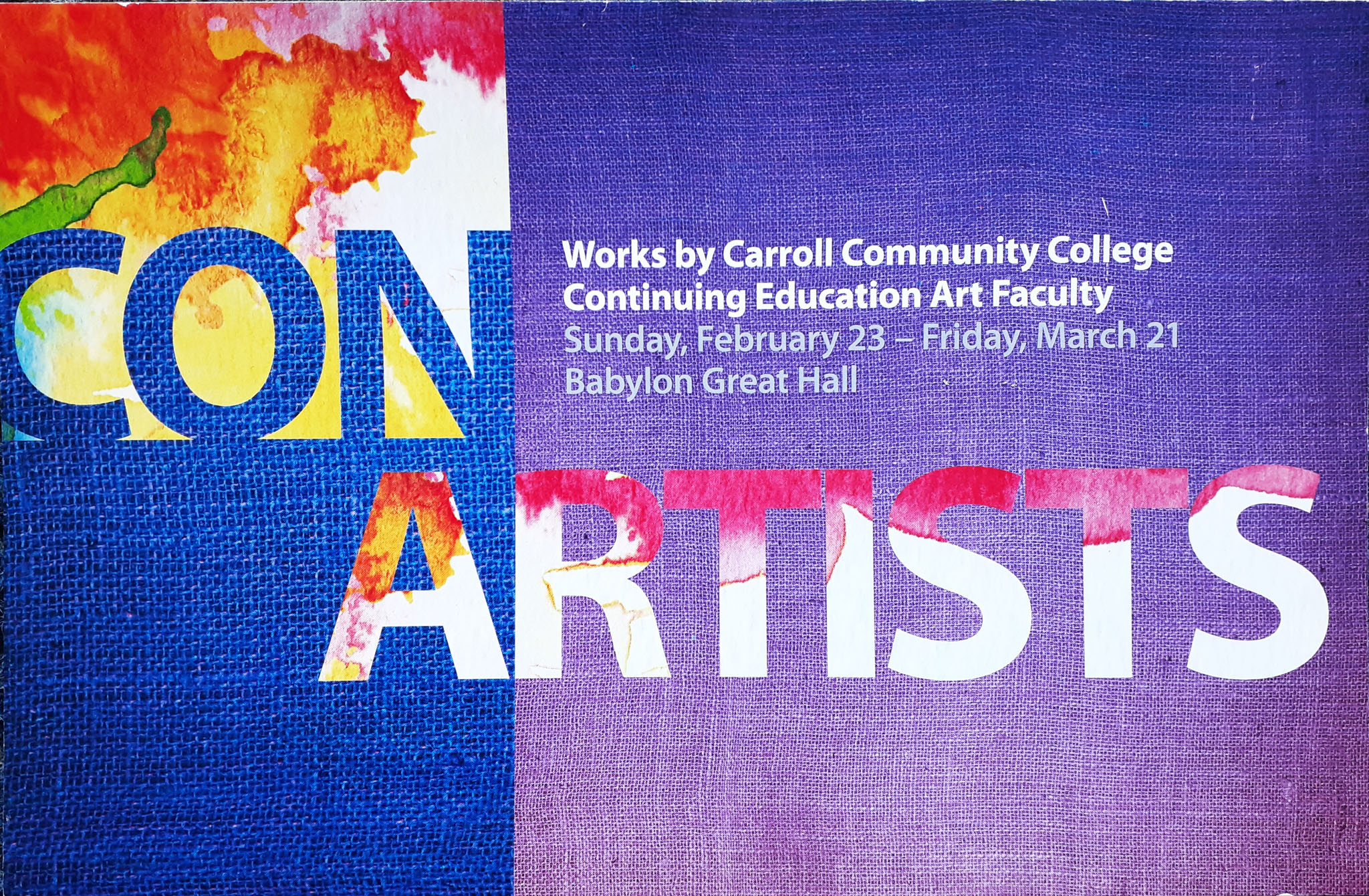Con Artists, 23 February-21 March 2014, Carroll Community College Westminster