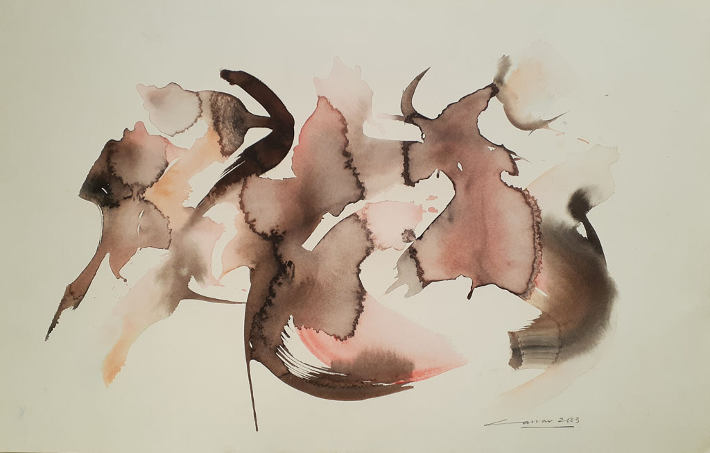 Forms in Movement, Watercolour, 25 x 45cm,  Signed, 2003