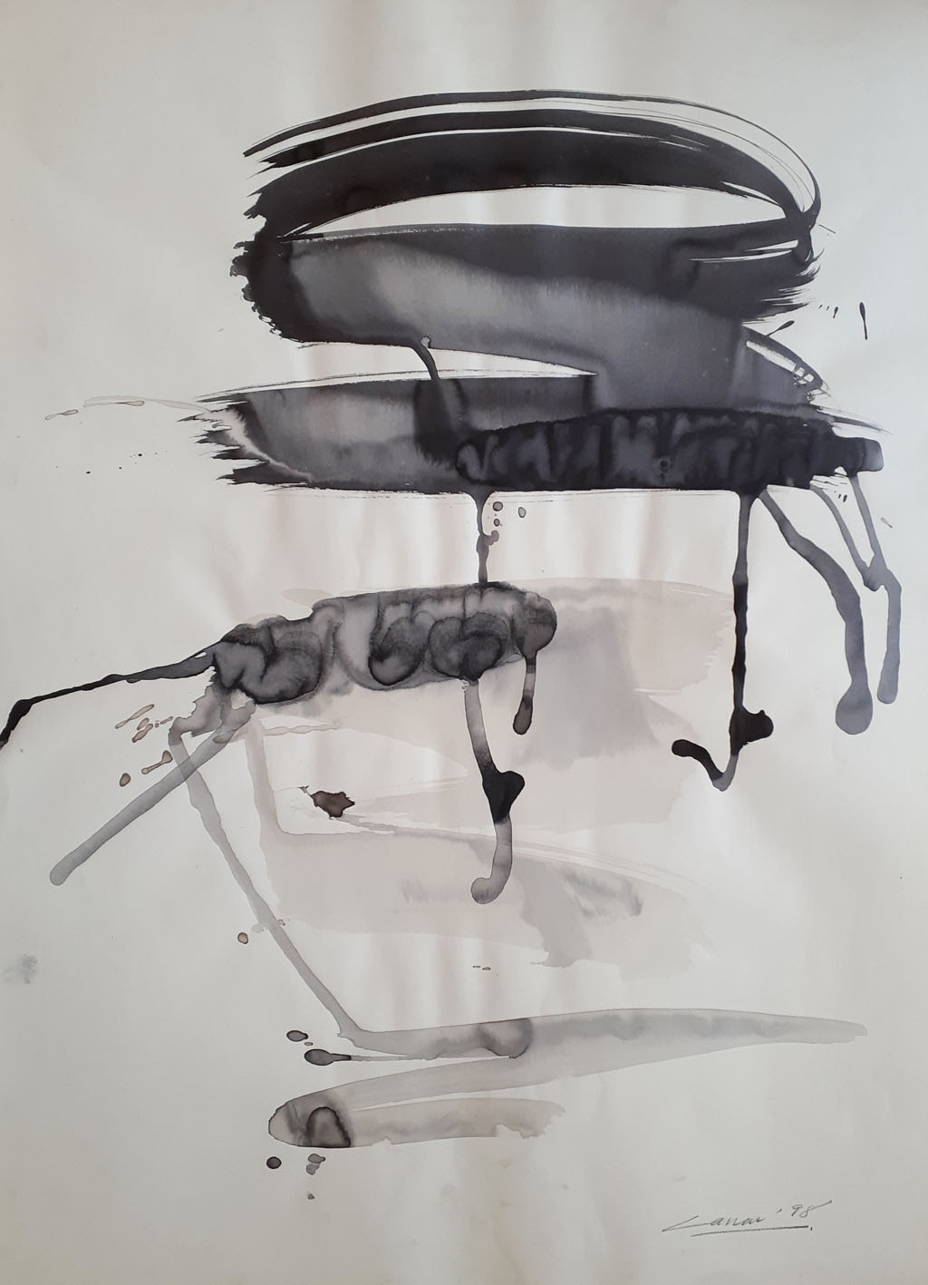 Gesture (IV), Ink & Wash, 50 x 76cm, Signed, 1998