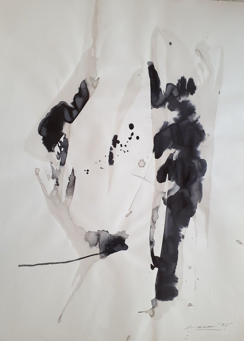 Gesture (IX), Ink & Wash, 50 x 76cm, Signed, 1998