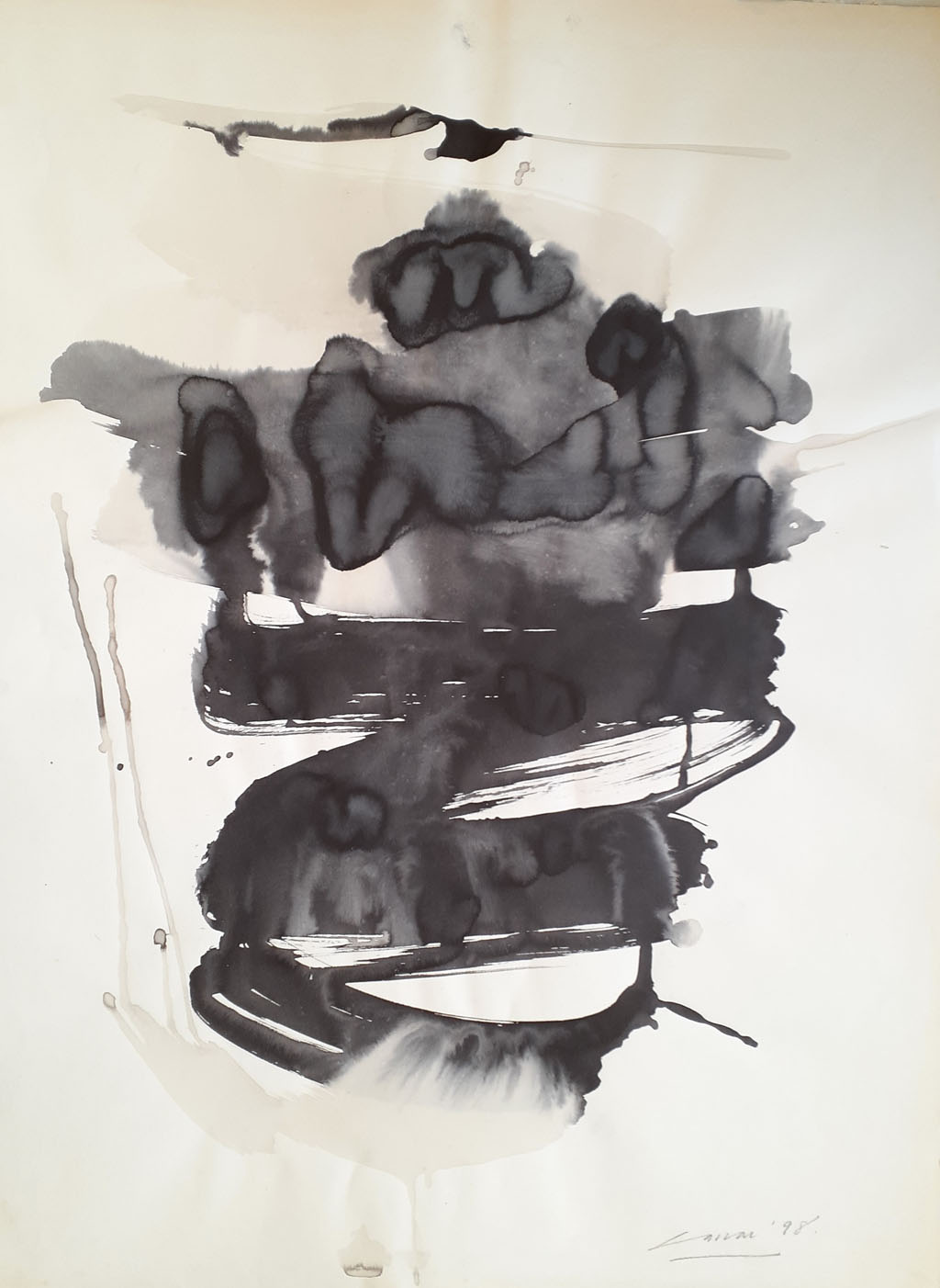 Gesture (VI), Ink & Wash, 50 x 76cm, Signed, 1998