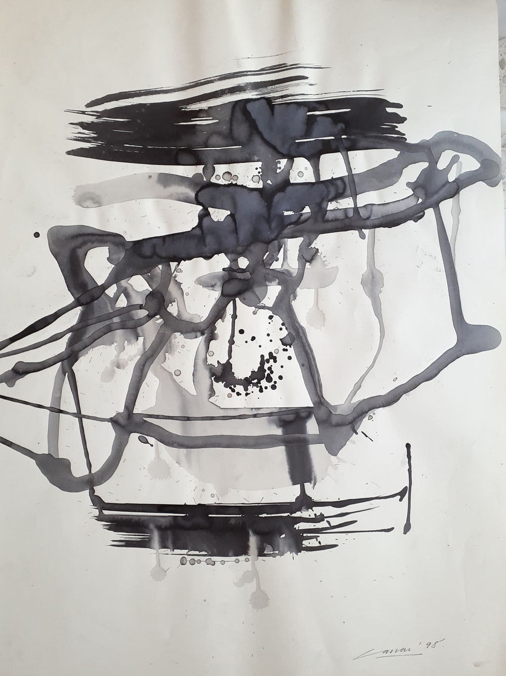 Gesture (VIII), Ink & Wash, 50 x 76cm, Signed, 1998