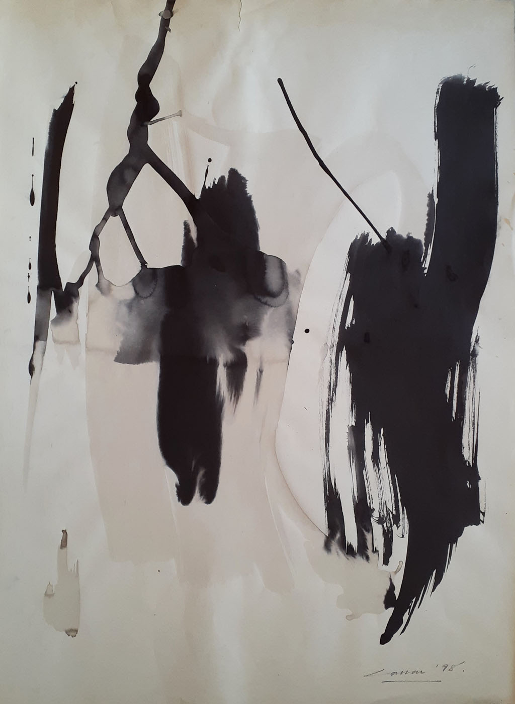 Gesture (X), Ink & Wash, 50 x 76cm, Signed, 1998