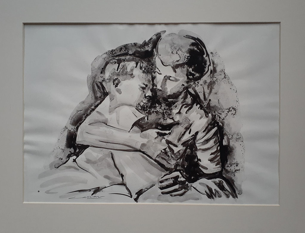 Mother and Child, Ink & Wash,  30 x 42cm, Signed, Undated