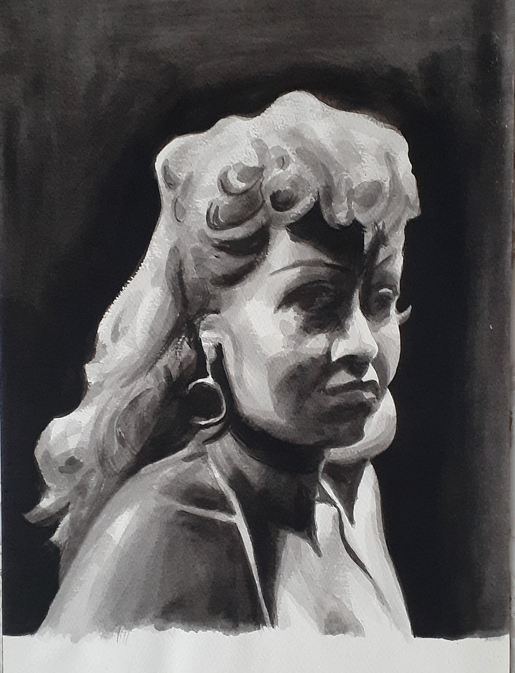 Portrait, Ink & Wash,  35 x 30cm, Unsigned, Undated