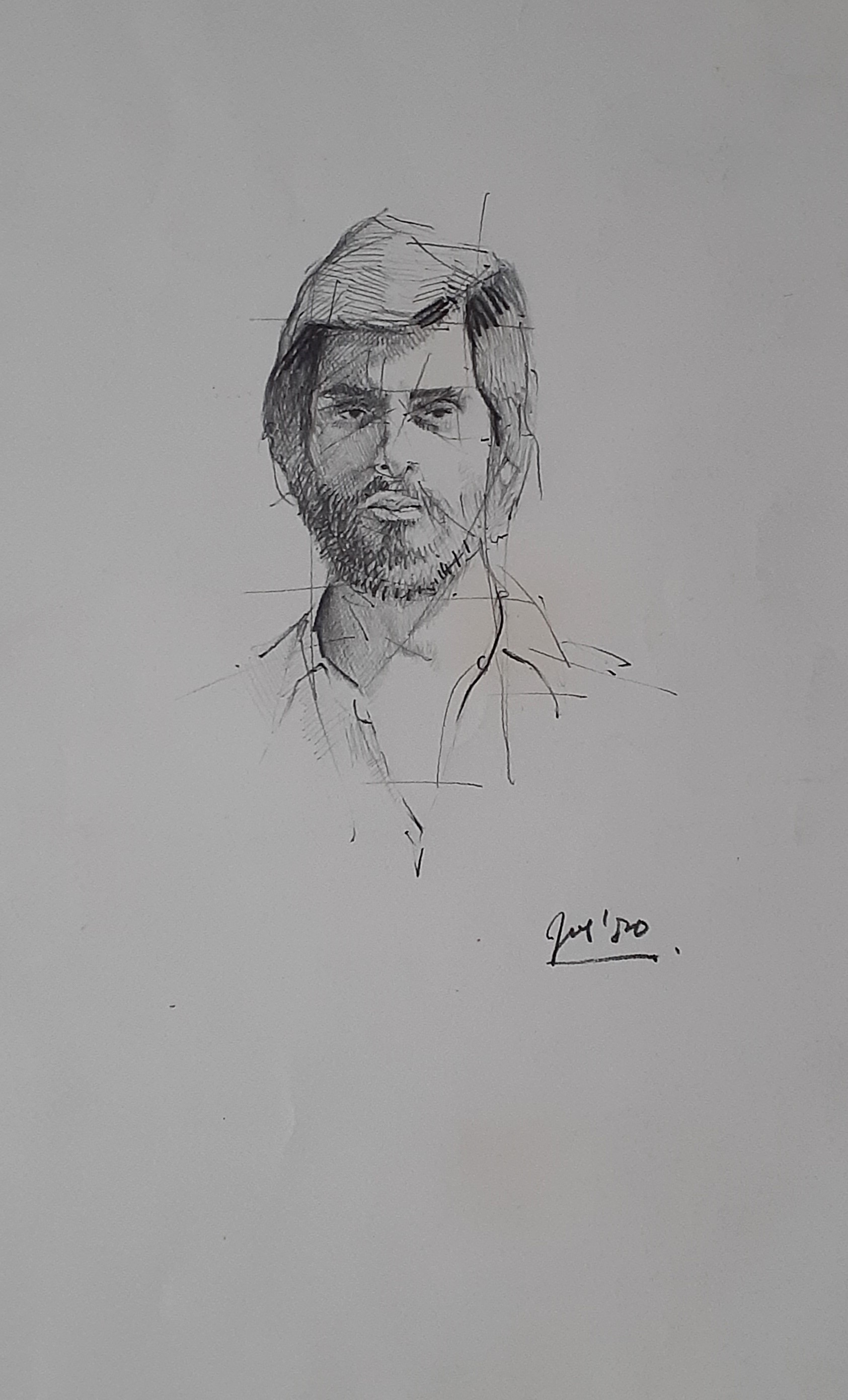 Portrait of Eman, pen cil, 22 x 15cm, signed, 1980