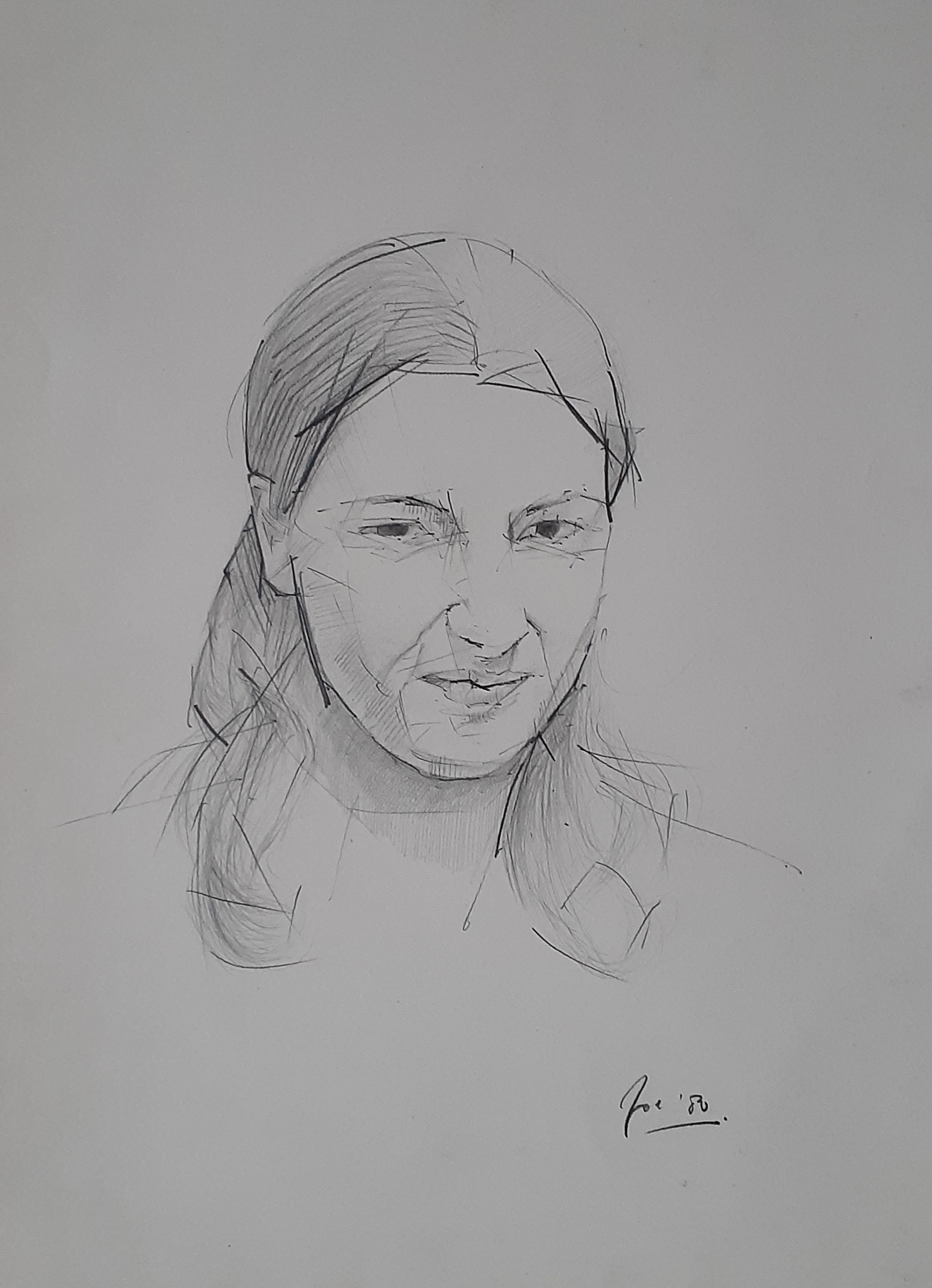 Portrait of Mary, pencil, 30 x 22cm, signed, 1980