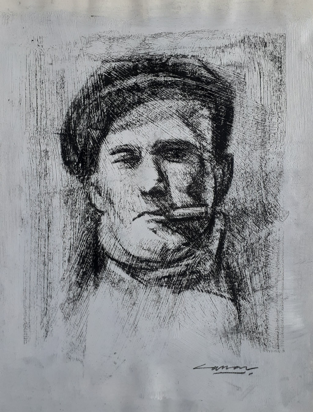 The Sailor, Charcoal & Gesso on Paper, Signed, Undated