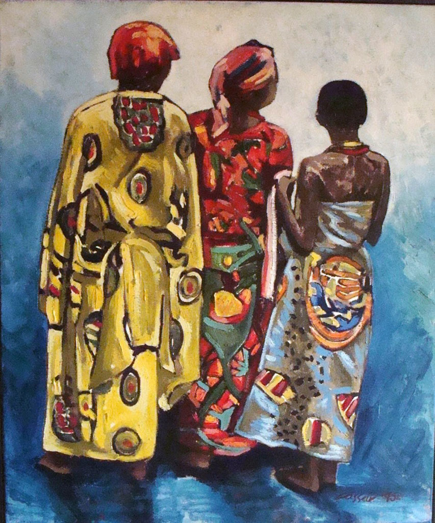 Three African Women – Oil on canvas, Signed, 1995