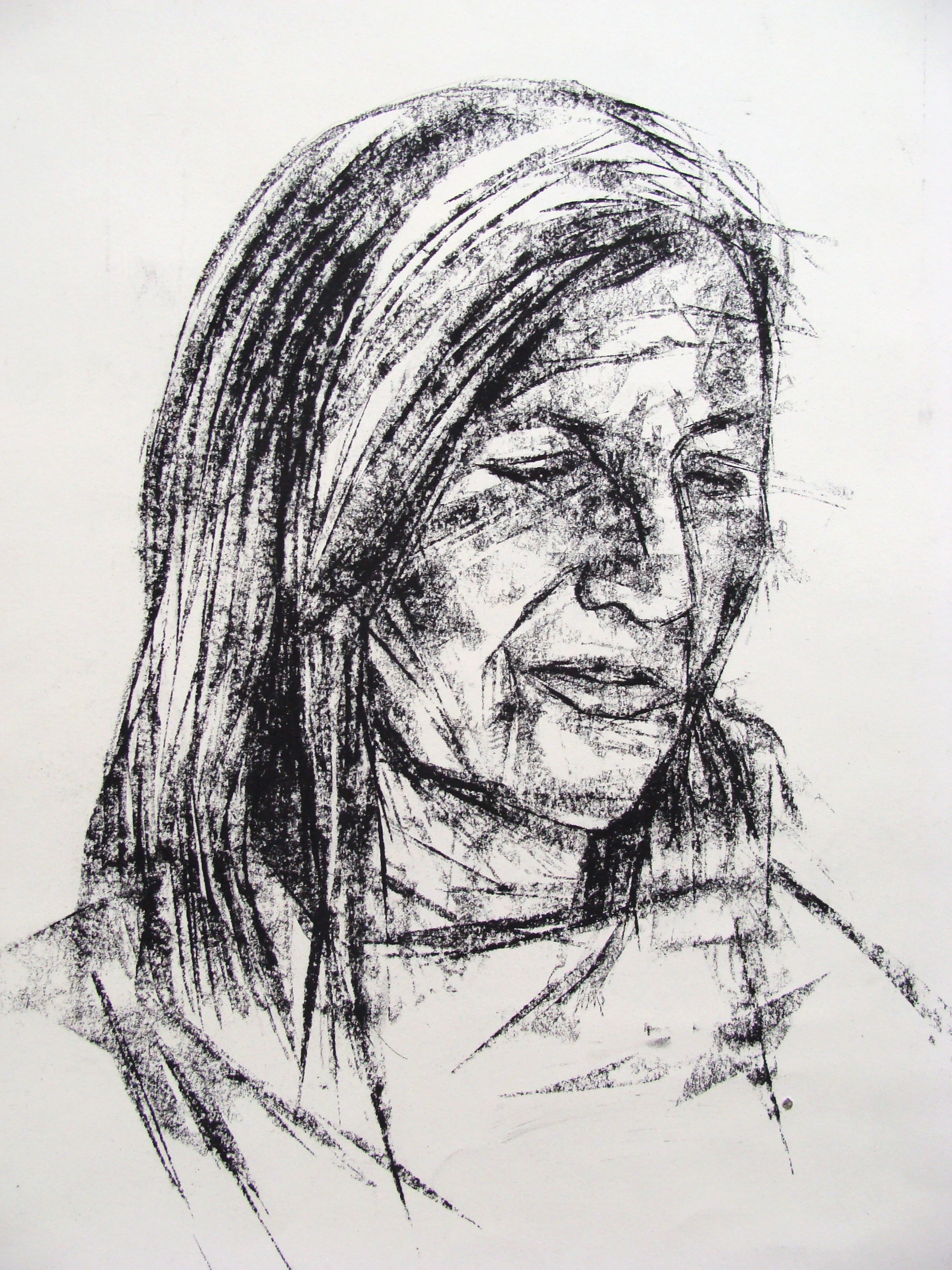 Zivadinka, charcoal, 27 x 25cm,Unsigned, undated c.2004